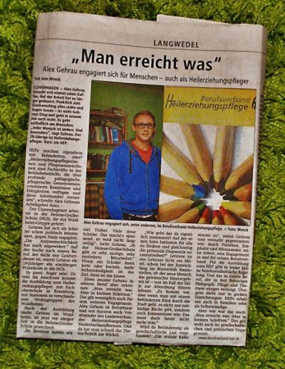 Landesvorsitzender Alex Gehrau im Zeitungsinterview